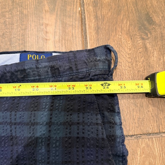 Polo Ralph Lauren Mens 50 Plaid Seersucker Shorts Stretch Classic Fit Navy Green - Picture 6 of 9